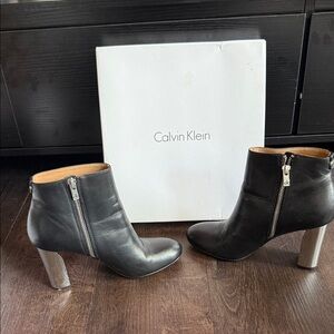 Calvin Klein Black and Silver Heeled Boots